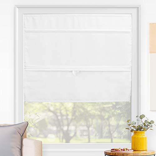 CHICOLOGY Roman Shades for Windows , Window Shades for Home , Roman Shades , Window Treatments , Room Darkening Shades , Roman Window Shades , 35'W X 64'H, Runway White (Light Filtering)